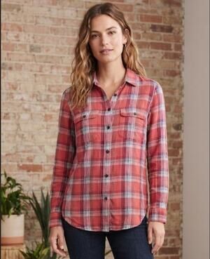 MADEWELL Red & White Plaid Cotton Button Down Shirt Top size XS